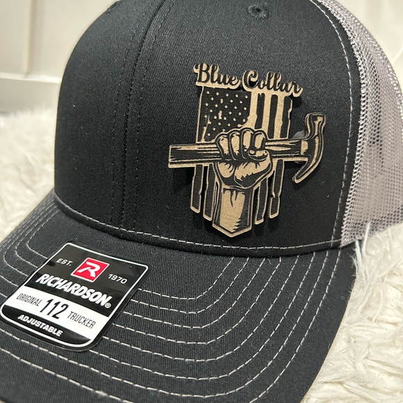 Blue collar. Laser engraved Richardson 112 trucker hat. - Picture 3 of 3